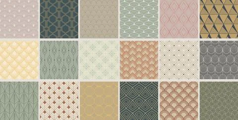 Collection of seamless decorative color patterns - geometric ornamental design Иллюстрация