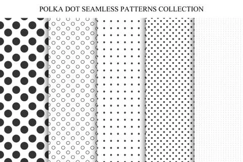 Collection of seamless dots patterns. Stock Illustration