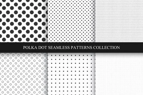 Collection of seamless dots patterns. Polka dot 스톡 일러스트