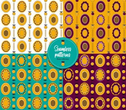 Collection of Seamless floral patterns. Stock Illustration