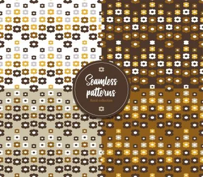 Collection of Seamless floral patterns. Stock Illustration