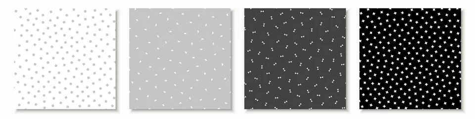 Collection of seamless geometric minimal patterns - black, white and gray d.. Stock Illustration