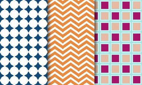 Collection of seamless geometric minimalistic patterns. Stock Illustration