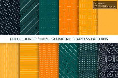 Collection of seamless geometric minimalistic patterns. Simple dotted and Иллюстрация