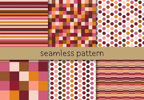 Collection of seamless geometric minimalistic vector patterns Stock Illustration