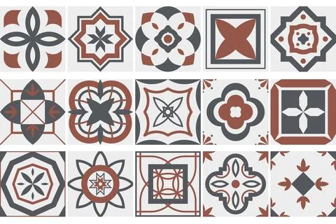 Collection of seamless geometric mosaic patterns - trendy color tile textur.. イラスト素材