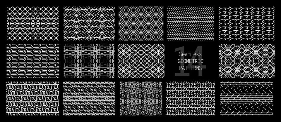 Collection of Seamless Geometric Pattern Stock Illustration
