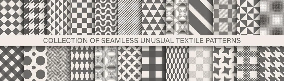 Collection of seamless geometric patterns in minimalist style. Elegant monoch Stockillustratie