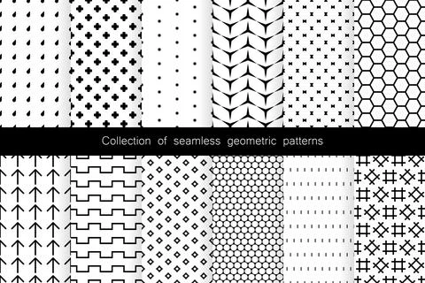 Collection of seamless geometric patterns. Vector loop Stock Illustration