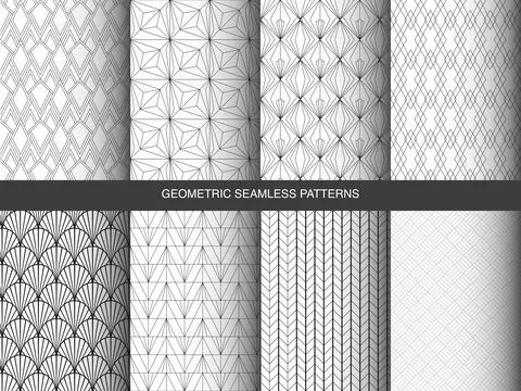Collection of seamless geometric patterns. Vector illustration 스톡 일러스트