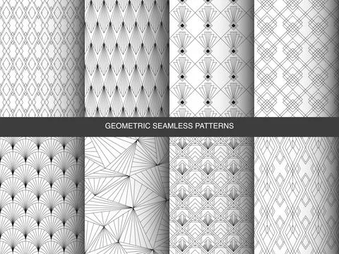 Collection of seamless geometric patterns. Vector illustration 스톡 일러스트