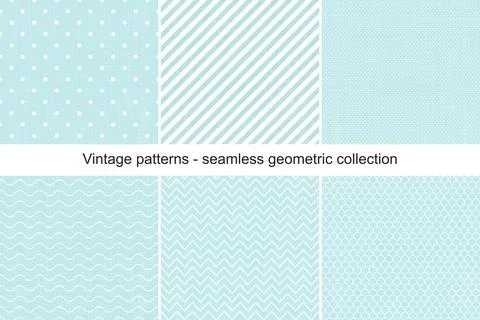 Collection of seamless geometric patterns in vintage style. イラスト素材