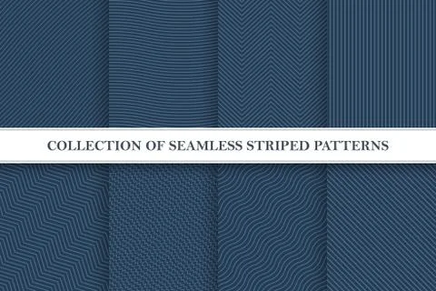 Collection of seamless geometric vector patterns. Striped textile textures. Stock Illustration