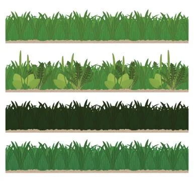 Collection of seamless green grass in different lights Stock Illustration