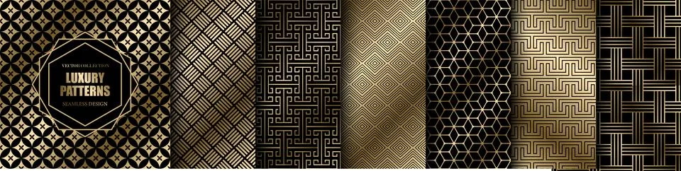 Collection of seamless luxury geometric patterns - gold art deco design イラスト素材