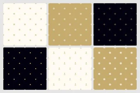 Collection of seamless minimalistic stylish patterns. Luxury trendy simple Ilustração Stock