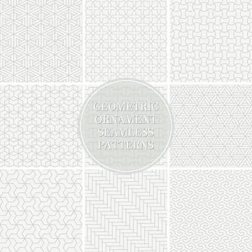 Collection of seamless ornamental geometric patterns. Trendy vector oriental 스톡 일러스트