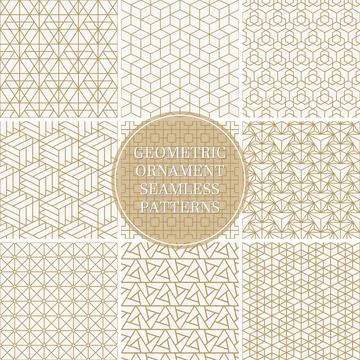 Collection of seamless ornamental geometric patterns. Trendy luxury vector Illustrazione stock