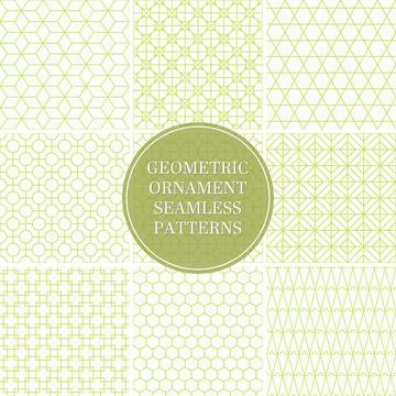 Collection of seamless ornamental geometric patterns. Trendy vintage oriental 库存插图