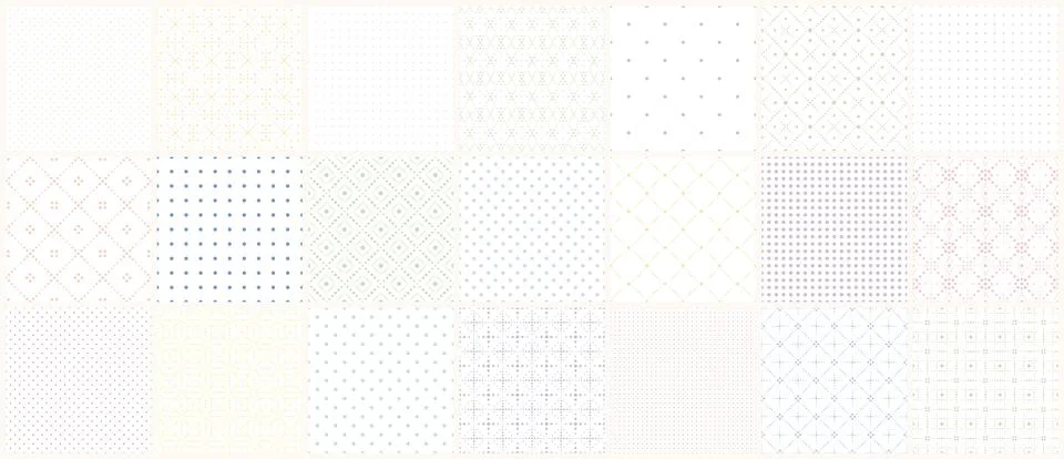 Collection of seamless ornamental patterns. Delicate dotted textures - endless Stock Illustration