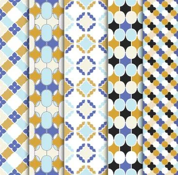 Collection of seamless ornamental patterns. 스톡 일러스트