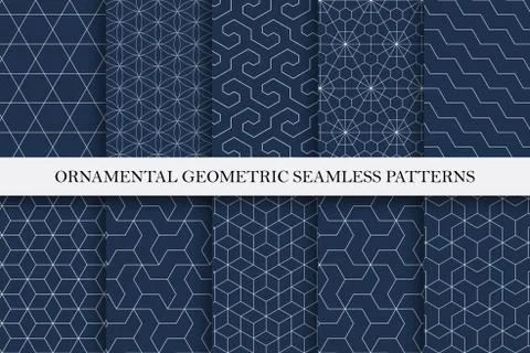 Collection of seamless ornamental vector patterns. Geometric oriental design. Stockillustratie