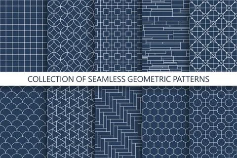 Collection of seamless ornamental vector patterns. Oriental geometric design. Illustrazione stock