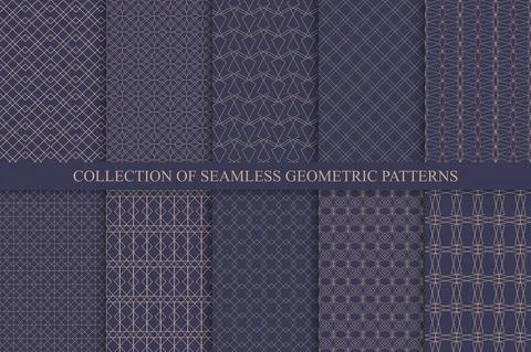 Collection of seamless ornamental vector patterns. Geometric oriental design Stock Illustration