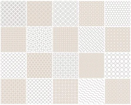 Collection of seamless ornamental vector patterns. Beige oriental delicate Иллюстрация