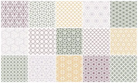 Collection of seamless ornamental vector patterns. Oriental color backgroun.. Stock Illustration
