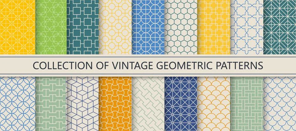 Collection of seamless ornamental vector patterns. Color oriental vintage Stock Illustration