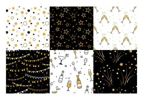Collection of seamless pattern designs for celebrations , birthday and Stock Illustration