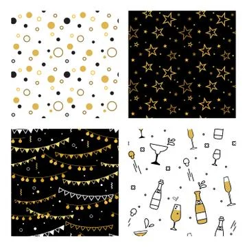 Collection of seamless pattern designs for celebrations , birthday and Stock Illustration