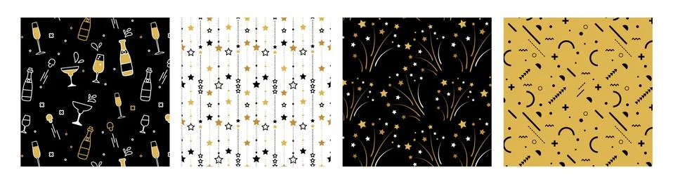 Collection of seamless pattern designs for celebrations , birthday and Stock Illustration