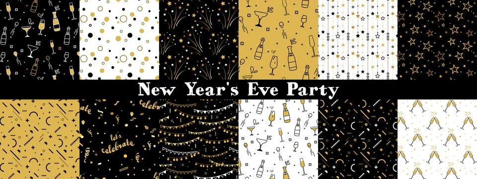Collection of seamless pattern designs for celebrations , birthday and Stock Illustration
