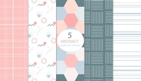 A collection of seamless patterns. 5 beautiful patterns for wallpaper and Illustrazione stock