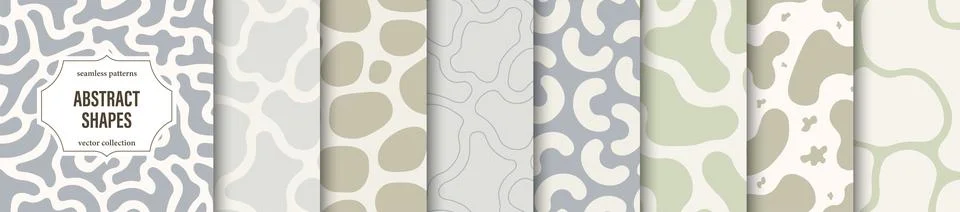 Collection of seamless patterns with abstract shapes. Delicate color creative Illustrazione stock