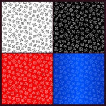 Collection of seamless patterns with snow flakes Stock Illustration