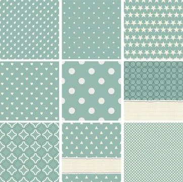 Collection of seamless polka dots pattern. Stock Illustration