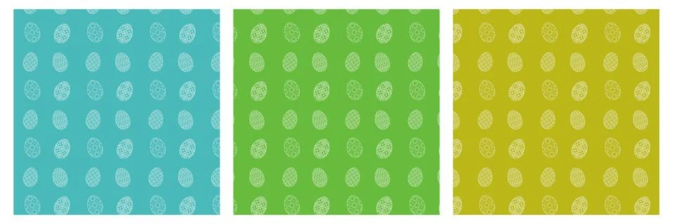 Collection of seamless repeating Easter patterns with eggs. Stock Illustration