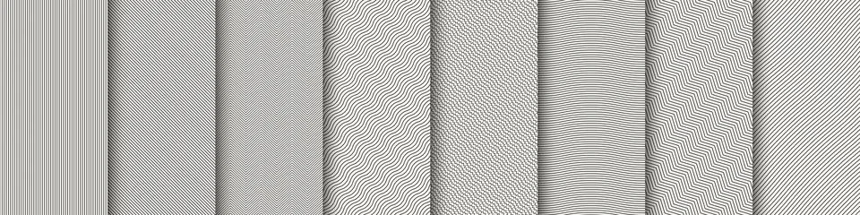 Collection of seamless striped monochrome patterns. Simple line repeatable .. Stock Illustration