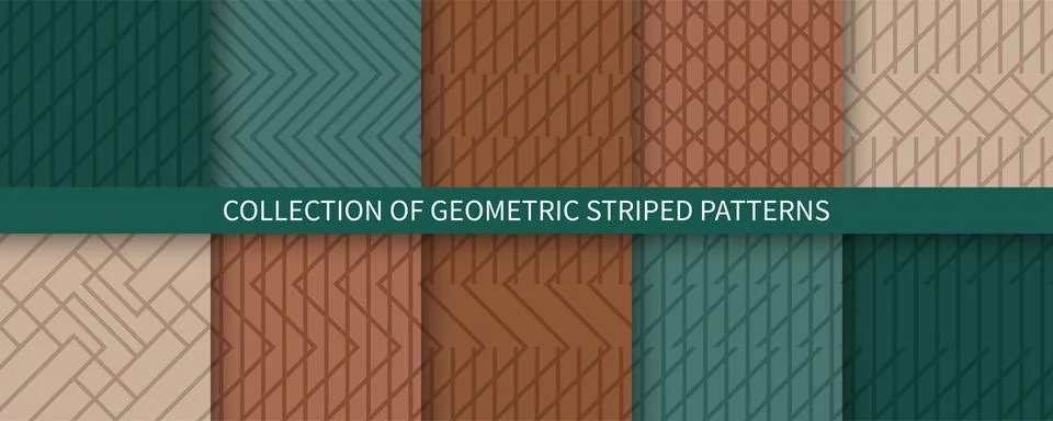 Collection of seamless striped patterns. Vector repeatable geometric backgrounds Stock Illustration