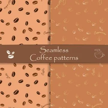 Collection of seamless vector patterns. Coffee 스톡 일러스트