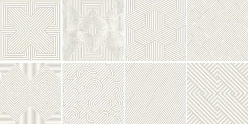 Collection of seamless weave geometric patterns. Beige endless striped text.. Stock Illustration