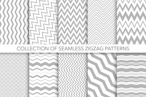 Collection of seamless zigzag patterns - vector geometric design. Classic Stock Illustration