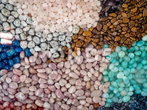 Collection of semi precious stones and minerals. Stock Photos