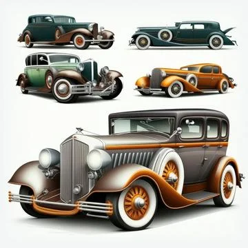 Collection set of car on white background, Made by AI,Artificial intelligence Stock Illustration
