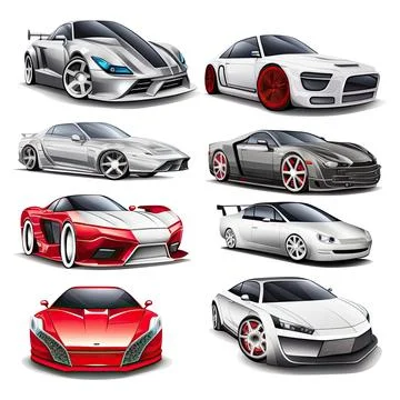 Collection set of car on white background, Made by AI Stock Illustration