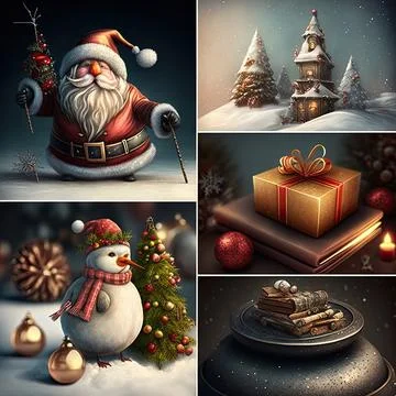Collection set of Christmas theme, Made by AI,Artificial intelligence Stock Illustration
