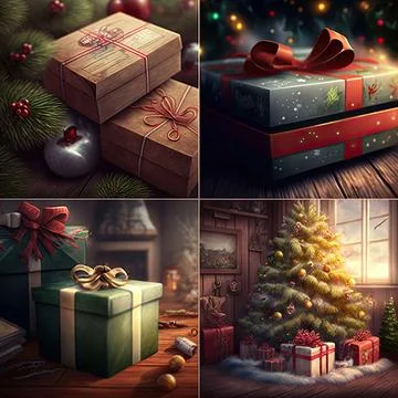 Collection set of Christmas theme, Made by AI,Artificial intelligence Stock Illustration